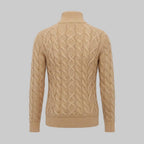 Men's Classic Cable Pattern Mock Neck Sweater