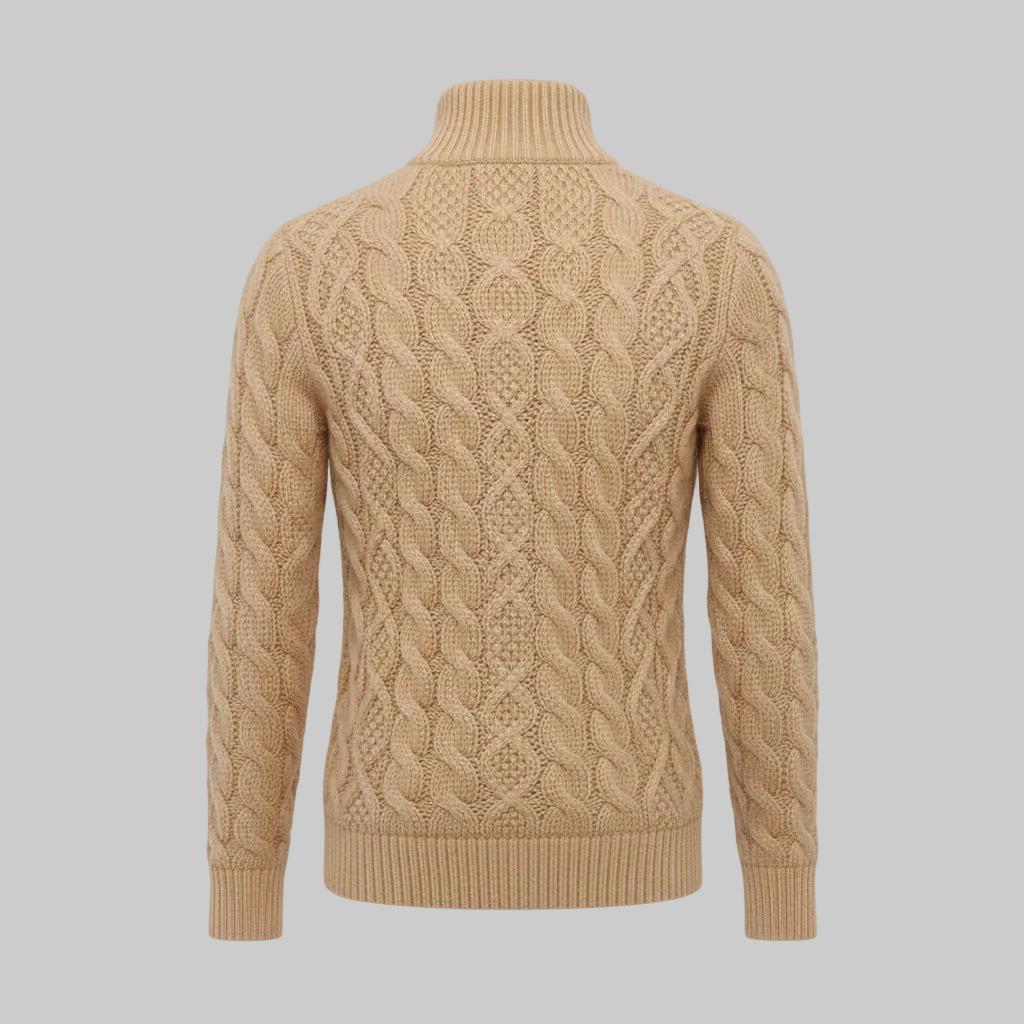 Men's Classic Cable Pattern Mock Neck Sweater