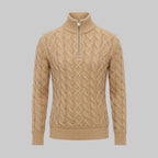 Men's Classic Cable Pattern Mock Neck Sweater